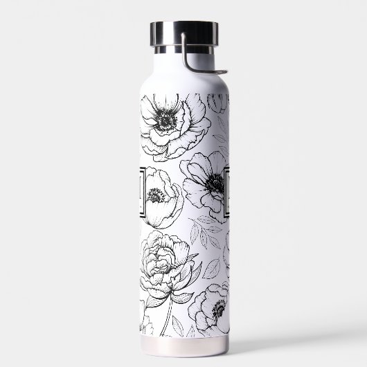 Personalisiert Chic Schwarz-weiß Monogram Trinkflasche (Links)