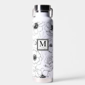 Personalisiert Chic Schwarz-weiß Monogram Trinkflasche (Vorne)
