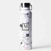 Personalisiert Chic Schwarz-weiß Monogram Trinkflasche (Rückseite)