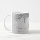 Personalisiert Chic Silver Sparkle Glitzer Tropfen Kaffeetasse (Links)