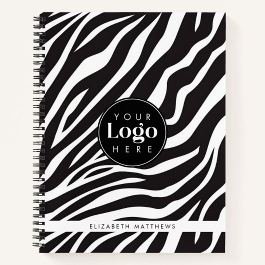 Personalisiert Chic Zebra Print Custom Company Log Notizblock (Vorderseite)