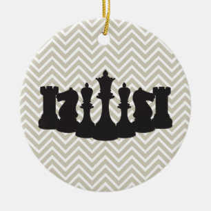 Personalisiert Chic Zickzack Schach Weihnachtsschm Keramik Ornament