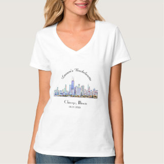 Personalisiert Chicago Skyline Bachelorette T-Shirt