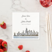 Personalisiert Chicago Skyline Cocktail Napkin Serviette (Beispiel)