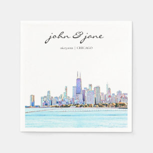 Personalisiert Chicago Skyline Cocktail Napkin Serviette