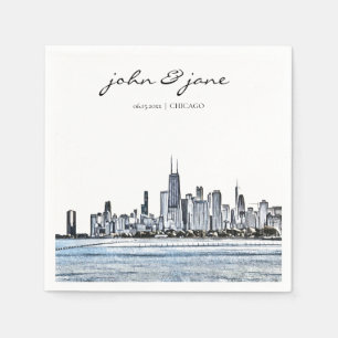 Personalisiert Chicago Skyline Cocktail Napkin Serviette