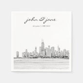 Personalisiert Chicago Skyline Cocktail Napkin Serviette (Vorderseite)