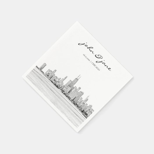 Personalisiert Chicago Skyline Cocktail Napkin Serviette (Ecke)