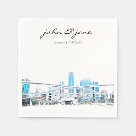 Personalisiert Chicago Skyline Cocktail Napkins Serviette