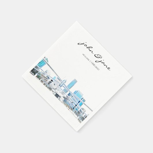 Personalisiert Chicago Skyline Cocktail Napkins Serviette (Ecke)