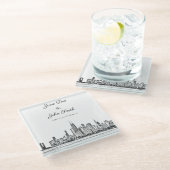 Personalisiert Chicago Skyline Glasuntersetzer (Schrägansicht)