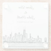 Personalisiert Chicago Skyline Glasuntersetzer (Rückseite)