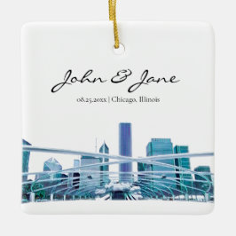 Personalisiert Chicago Skyline Keramikornament