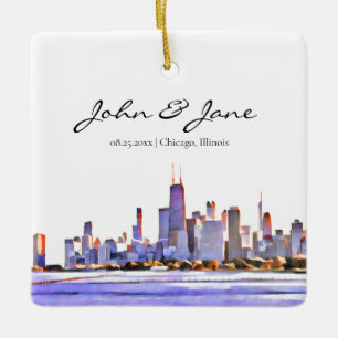 Personalisiert Chicago Skyline Keramikornament