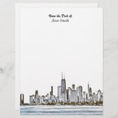 Personalisiert Chicago Skyline Letterhead Briefbogen (Vorne/Hinten)