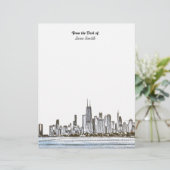 Personalisiert Chicago Skyline Letterhead Briefbogen (Stehend Vorderseite)