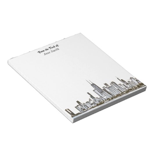 Personalisiert Chicago Skyline Notepad Notizblock (angewinkelt)