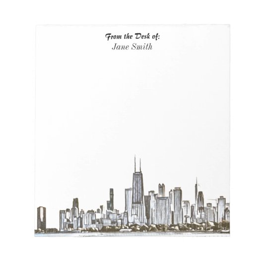 Personalisiert Chicago Skyline Notepad Notizblock (Vorderseite)