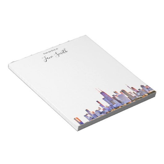 Personalisiert Chicago Skyline Notepad Notizblock (angewinkelt)