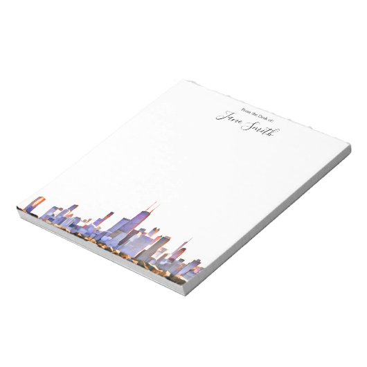 Personalisiert Chicago Skyline Notepad Notizblock (Rotiert)