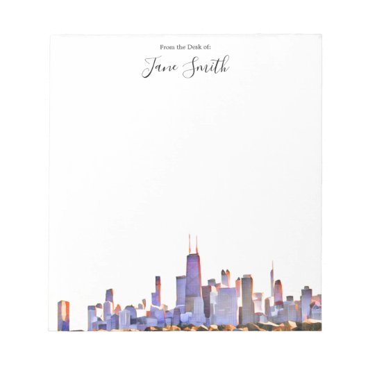 Personalisiert Chicago Skyline Notepad Notizblock (Vorderseite)