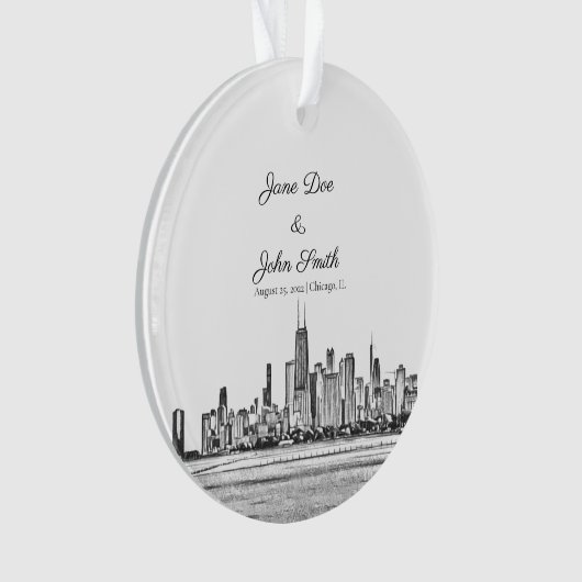 Personalisiert Chicago Skyline Ornament (Vorderseite)