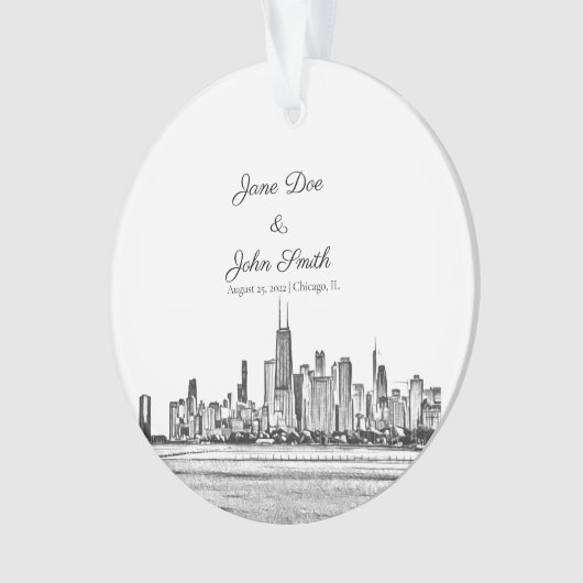 Personalisiert Chicago Skyline Ornament (Vorderseite)