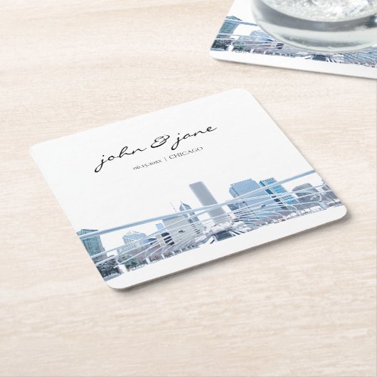 Personalisiert Chicago Skyline Rechteckiger Pappuntersetzer (angewinkelt)