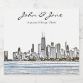 Personalisiert Chicago Skyline Schaumweinetikett (Einzelnes Label)