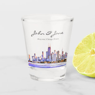 Personalisiert Chicago Skyline Shot Glass Schnapsglas