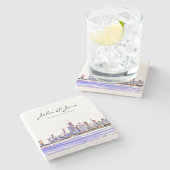 Personalisiert Chicago Skyline Steinuntersetzer (Seitenansicht)