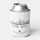Personalisiert Chicago Skyline Wedding Dosenkühler (Kanne Vorderseite)