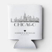 Personalisiert Chicago Skyline Wedding Dosenkühler (Rückseite)
