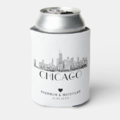 Personalisiert Chicago Skyline Wedding Dosenkühler (Kanne Rückseite)