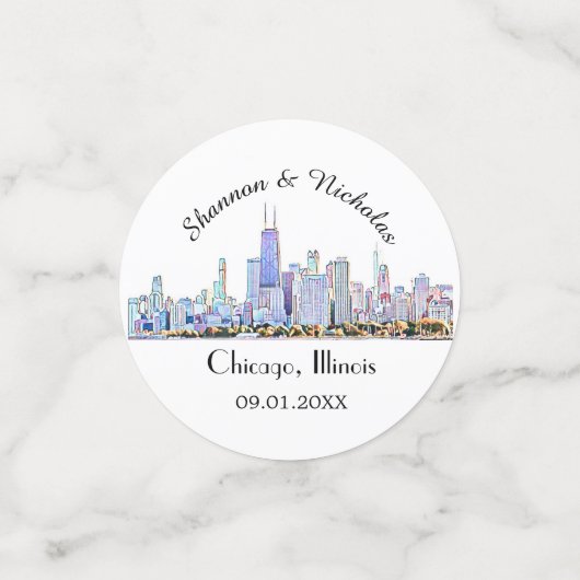 Personalisiert Chicago Skyline Wedding Konfetti (Klein Vorderseite)