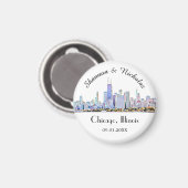 Personalisiert Chicago Skyline Wedding Magnet (Vorderseite/Rückseite)