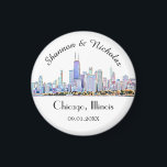 Personalisiert Chicago Skyline Wedding Magnet<br><div class="desc">Diese Magnete machen perfekte Gastgeschenke Hochzeiten oder Geschenke.</div>