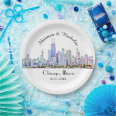 Personalisiert Chicago Skyline Wedding Pappteller (Party)