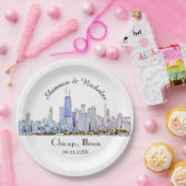 Personalisiert Chicago Skyline Wedding Pappteller (Party)