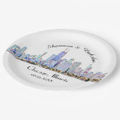 Personalisiert Chicago Skyline Wedding Pappteller (Schrägansicht)