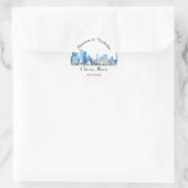 Personalisiert Chicago Skyline Wedding Runder Aufkleber (Tasche)