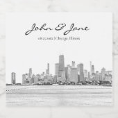 Personalisiert Chicago Skyline Wedding Schaumweinetikett (Einzelnes Label)