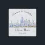 Personalisiert Chicago Skyline Wedding Steinmagnet<br><div class="desc">Diese Magnete machen perfekte Gefälligkeiten oder machen ein perfektes Geschenk für das Paar.</div>