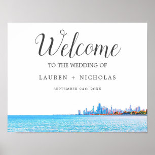 Personalisiert Chicago Skyline Wedding Welcome Poster