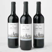 Personalisiert Chicago Skyline Weinetikett (Flaschen)