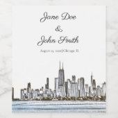 Personalisiert Chicago Skyline Weinetikett (Einzelnes Label)