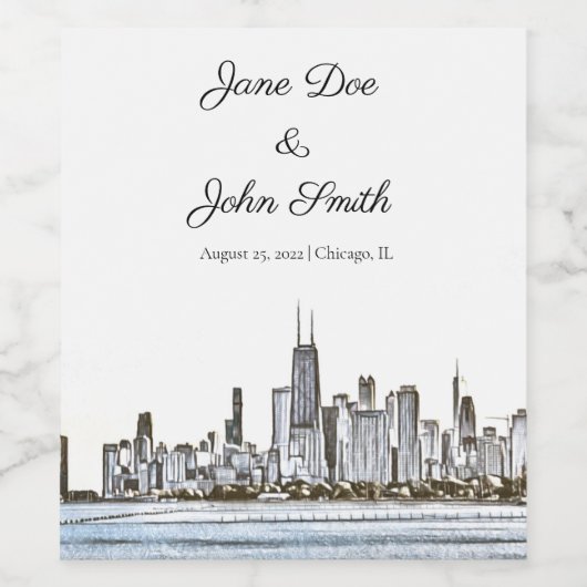 Personalisiert Chicago Skyline Weinetikett (Einzelnes Label)
