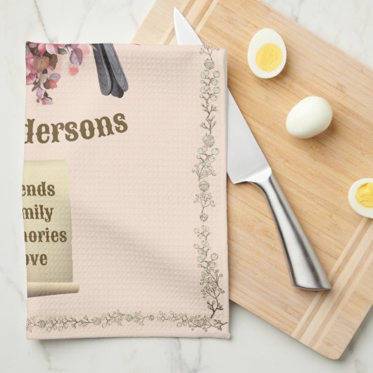 Personalisiert Chickadee Zuhause Sweet Zuhause Geschirrtuch (Viertel Falte)