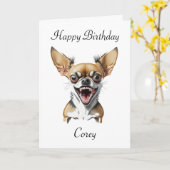 Personalisiert Chihuahua Puns Happy Birthday Karte (Gelbe Blume)