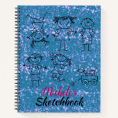 Personalisiert Children's Blue Sketchbook Notebook Notizblock (Vorderseite)